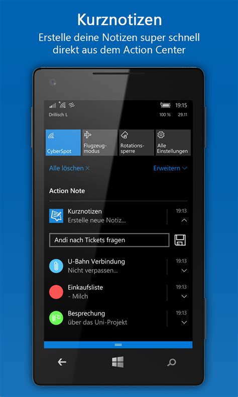 Eine Notiz App In Deinem Windows 10 Action Center Action Note Macht Es