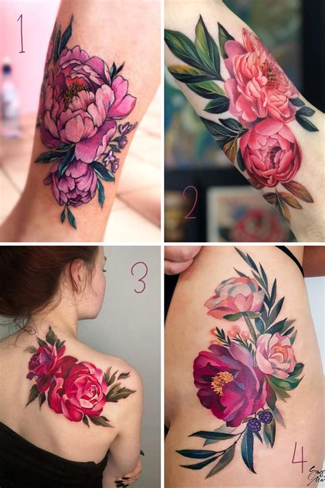 43 Pretty Peony Tattoo Ideas Tattooglee Colorful Flower Tattoo