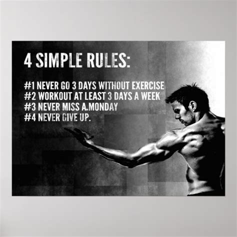 4 Simple Rules Motivational Bodybuilding Poster Zazzle
