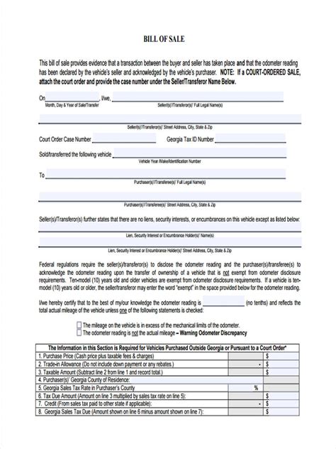 Free 7 Vehicle Bill Of Sale Forms In Pdf Ms Word