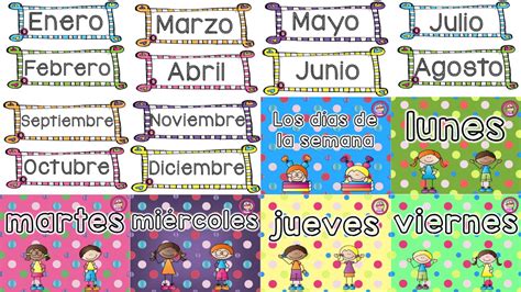 Lindos Diseños De Los Días De La Semana Y Meses Del Año Para Pegar En