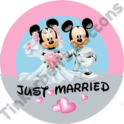 Mickey And Minnie Just Married Disney Buttons Mickey And Etsy
