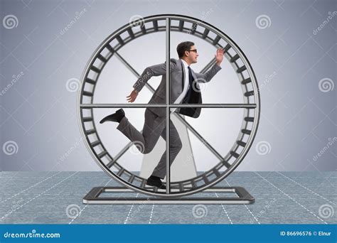 The Businessman Running On Hamster Wheel Stock Photo Image Of Fatigue
