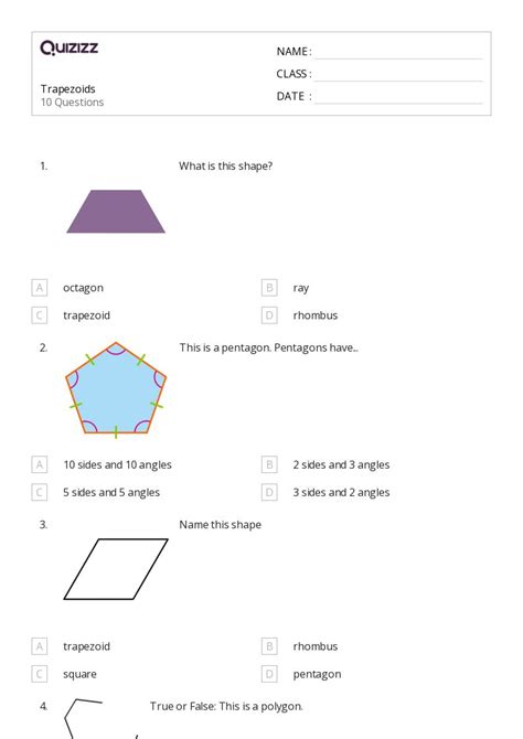 50 Trapezoids Worksheets For 1st Class On Quizizz Free And Printable