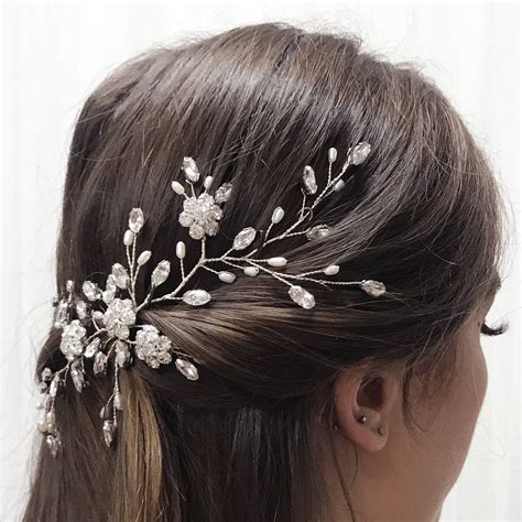 Silver Floral Swarovski Crystal Hair Vine Stella By Debbie Carlisle