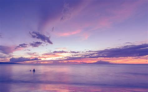 Ocean Clouds Sunset Purple Beach Wallpaper 1920x1200 132927