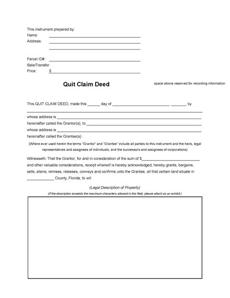Free Quit Claim Deed Form PDF Word EForms 58 OFF
