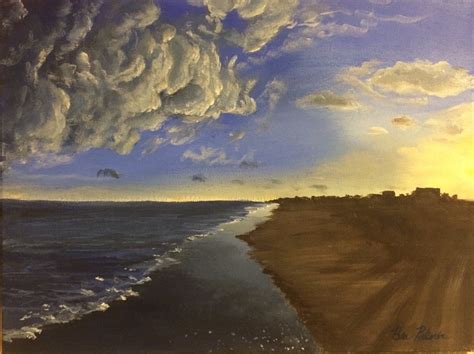 Original Acrylic Painting Beach Scene 12x14 By Effulgentart