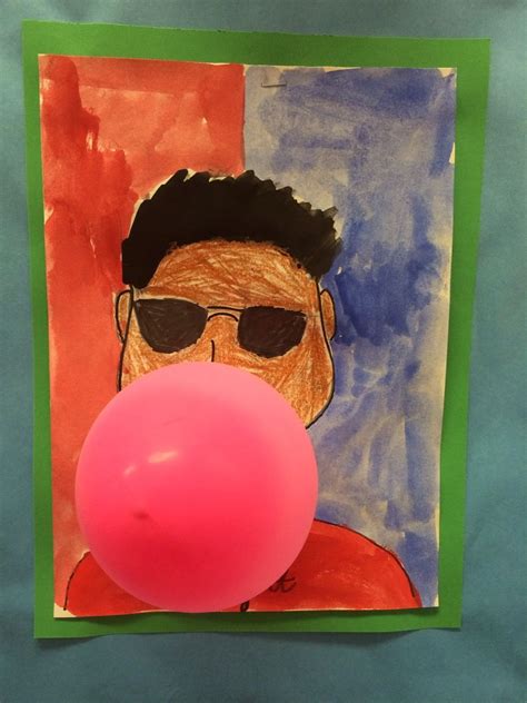 3rd Grade Bubble Gum Portraits Art Lessons Elementary Elementary Art