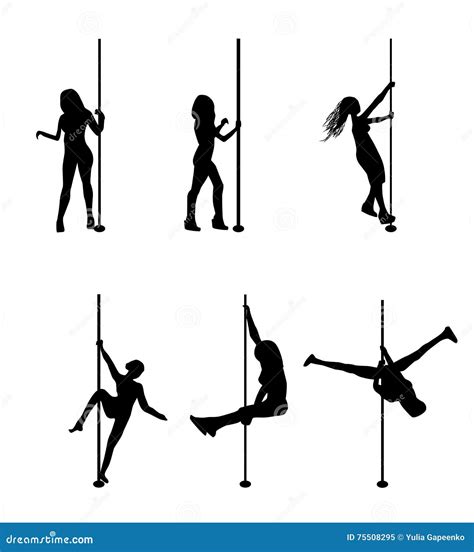 Silhouette Of Dancing Striptease Girl On Pole Vector Illustrati Stock Vector Illustration Of