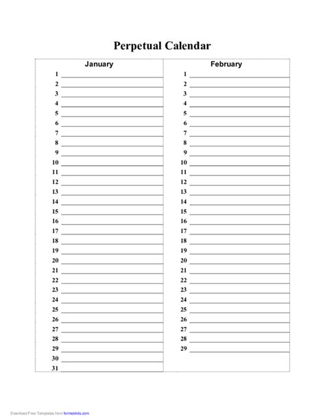Editable Perpetual Calendar Printable Set Monthly Calendar Printable Images