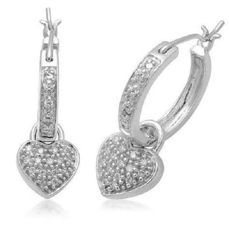 78 Ct Natural Diamond Dangling Heart Hoop Earrings In 14k White Gold Great T Ebay