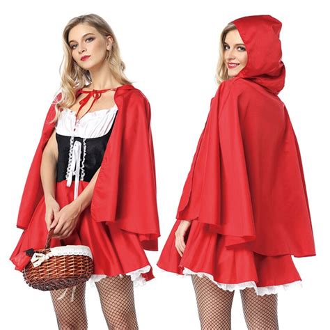 jual preorder halloween adult woman little red riding hood cosplay costume hooded shawl costume
