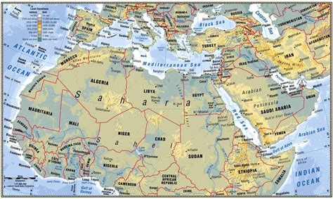 Physical Map Of North Africa North Africa And Southwest Asia World