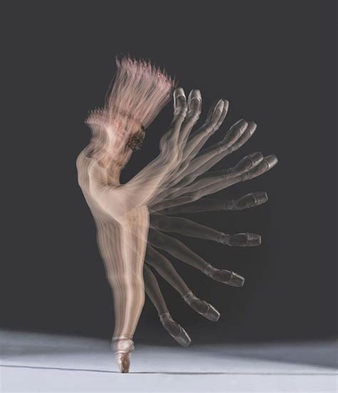 Multiple Exposure Image Of Ballerina Performing Attitude In Studio