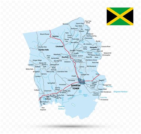 Saint Catherine Map Jamaica State Stock Vector Illustration Of Flat