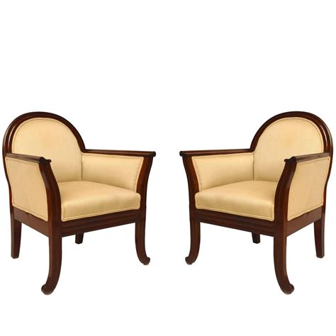 Pair Of French Art Deco Mahogany Club Chairs For Sale At 1stdibs