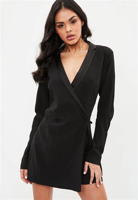 missguided black blazer wrap playsuit rompers women wrap playsuit fashion romper