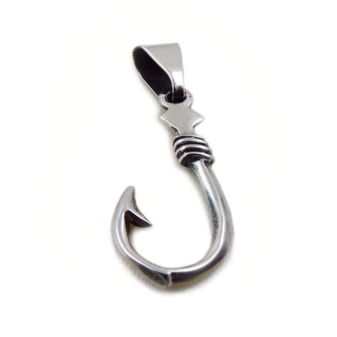 Sterling Silver Fish Hook Design Pendant Amazon Co Uk Jewellery