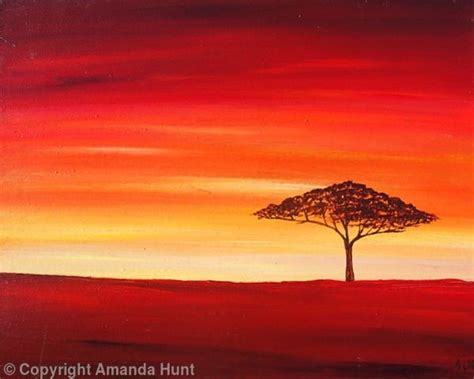 African Orange Sunset Acrylic On A Deep Edge Canvas