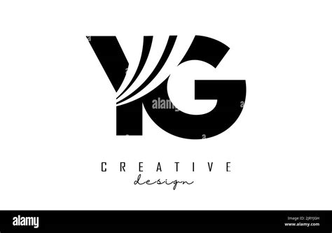 creative black letter yg y g logo with leading lines and road concept design letters with