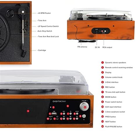 Digitnow Bluetooth Record Player Speed Turntable With Stereo