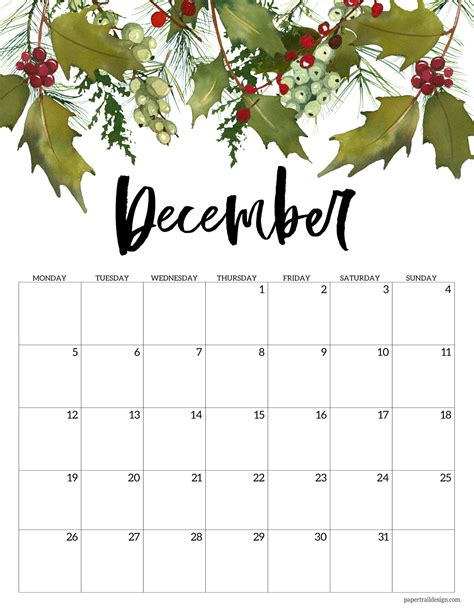 Free Printable 2022 Floral Calendar Monday Start Paper Trail Design