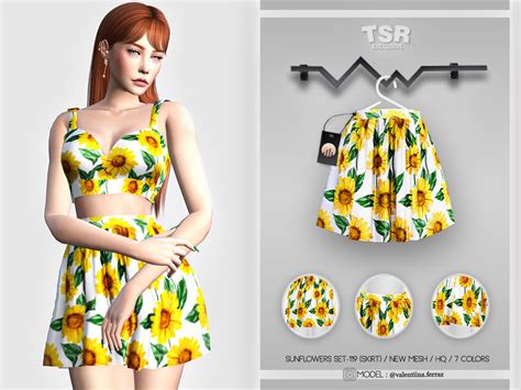 Busra Trs Sunflowers Set 119 Skirt Bd442 Sims 4 Clothing Sims 4