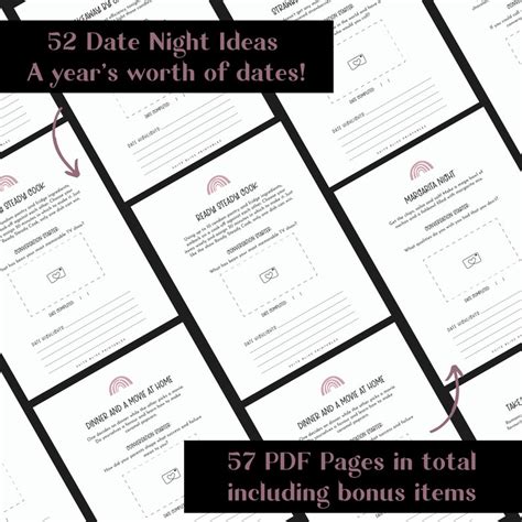 Printable Date Night Ideas Book 52 Dates A Date Night Jar And Etsy