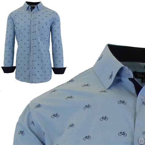 Mens Long Sleeve Printed Dress Shirts With Chest Pocket Ebay