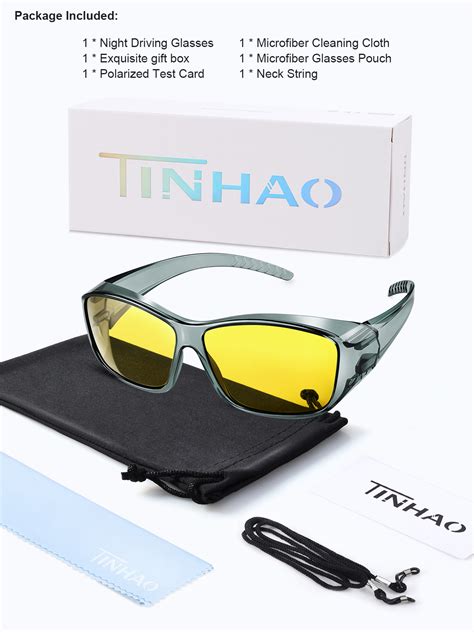Tinhao Night Driving Wrap Around Glasses Fit Over Glasses For Men Women