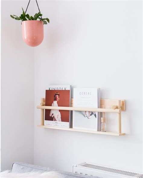 90% of english magazines released in 2019 are posted. DIY Dowel Magazine Shelf | Shelves, How to make diy, Do it yourself crafts