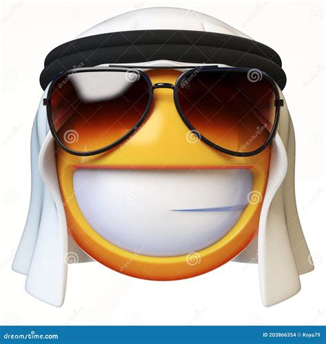 Cool Arab Emoji Isolated On White Background Smiling Arabian Emoticon