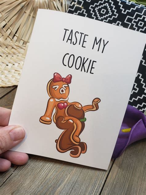 Taste My Cookie Card Naughty Gingerbread Eat Me Xmas Card Etsy Uk