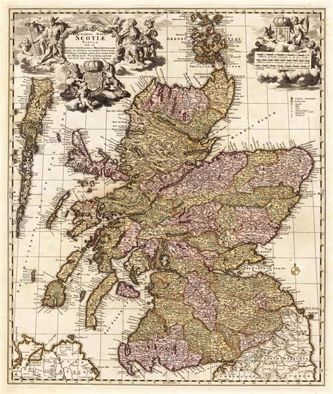 Old Map Of The Scotland Prints Wall Art Canvas Scottish Maps Etsy Uk