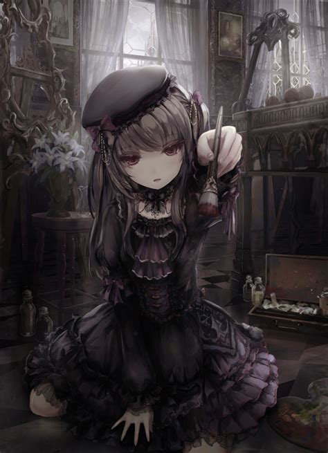 Wallpaper Gothic Anime Girl Lolita Dress Brush