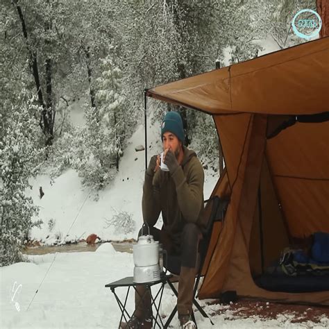 Solo Hot Tent Winter Camping In Snow Storm Asmr Tent Winter Storm