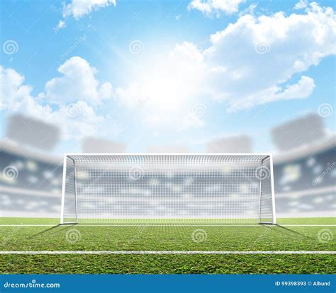 Sports Stadium And Soccer Goals Stock Illustration Illustration Of