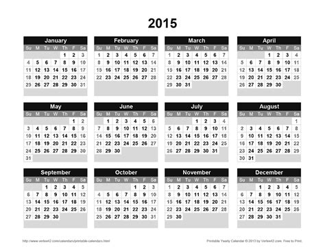 Download The Printable 2015 Yearly Calendar