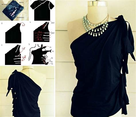 Diy No Sew One Shoulder Top From T Shirt