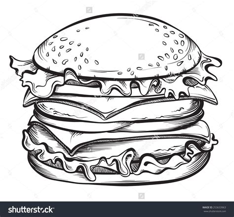 Sandwich Drawing Drawings Hamburger Drawing