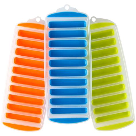 Lilys Home Silicone Narrow Ice Stick Cube Trays With Easy