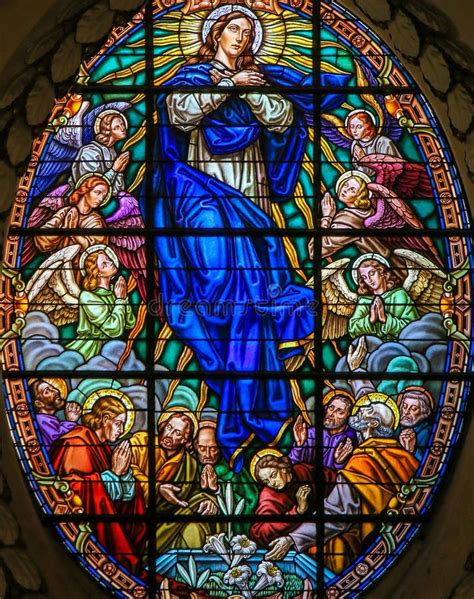 Stained Glass Assumption Of Mary Stock Image Image Of Christian