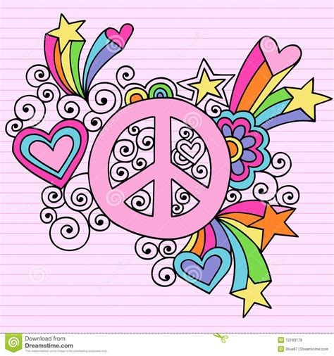 Psychedelic Peace Sign Silhouette Vector Illus 6616857