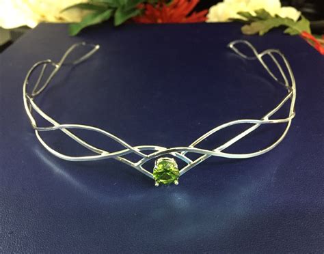 Tiaras Elvish Bridal Emerald Sapphire Peridot Tiara In Sterling