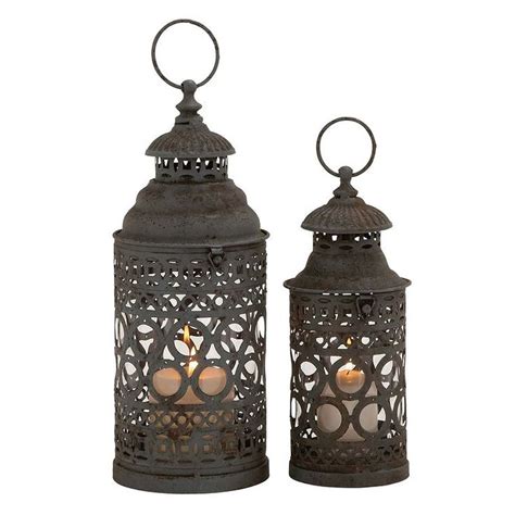 Updated Tradition Lantern Table Decor 2 Piece Set Rustic Candle