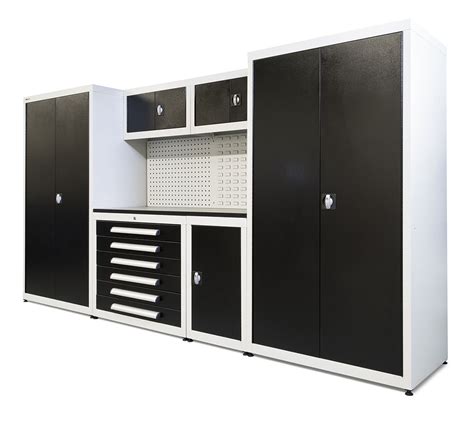 Cabinets help to provide a clean and sleek look while storing items you occasionally use, like holiday storage and lawn games. Garage Steel Cabinet System 10 - Length 3.5m