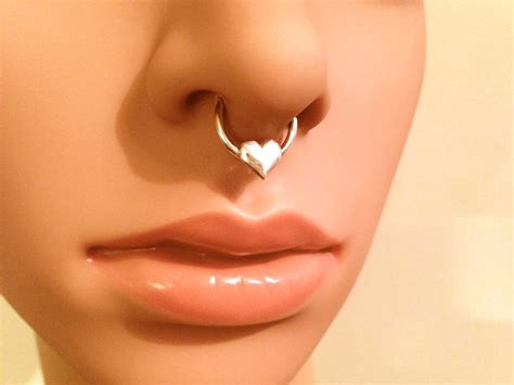Shiny Heart Septum Ring In Sterling Silver Dinan Rings