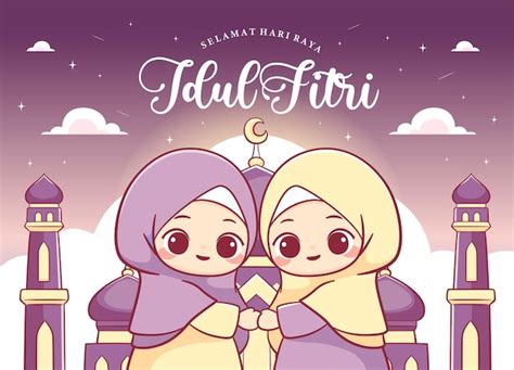 Premium Vector Hand Drawn Hari Raya Idul Fitri Or Eid Mubarak