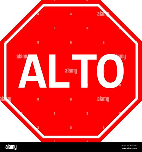 Alto Mexican Stop Sign Traffic Warning Symbol Vector Illustration